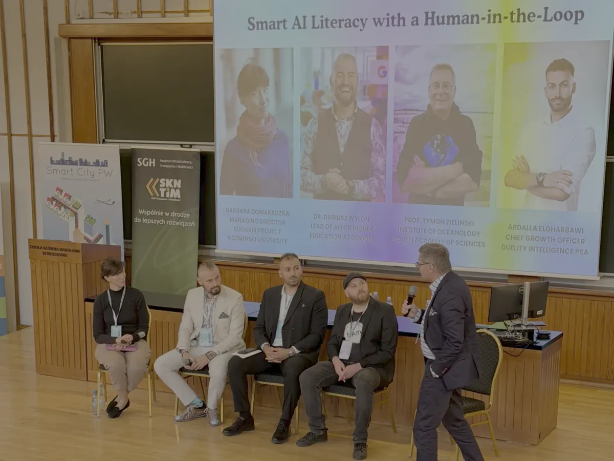 Panel „Smart AI Literacy with a Human-in-the-Loop” na konferencji Focus on Cities, wśród panelistów Abdalla Elgharbawi z Duelity Intelligence